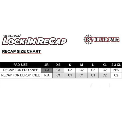 Knee Pads Shells - 187 KILLER PADS Lock-In Recaps - Pair - sizing