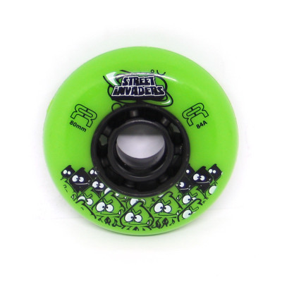 Roue Roller - FR SKATES Street Invaders - 80mm 84a - Verte - Jeu de 4