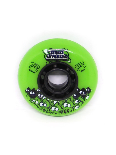 Roue Roller - FR SKATES Street Invaders - 80mm 84a - Verte - Jeu de 4