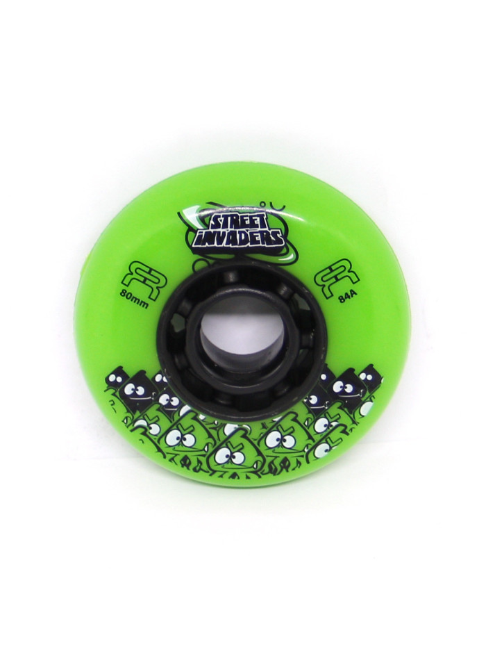 Roue Roller - FR SKATES Street Invaders - 80mm 84a - Verte - Jeu de 4