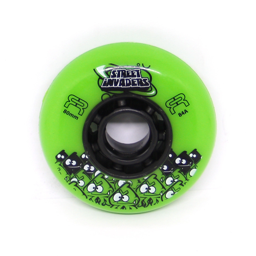 Skates Wheel - FR SKATES Street Invaders - 80mm 84a - Green - Set of 4