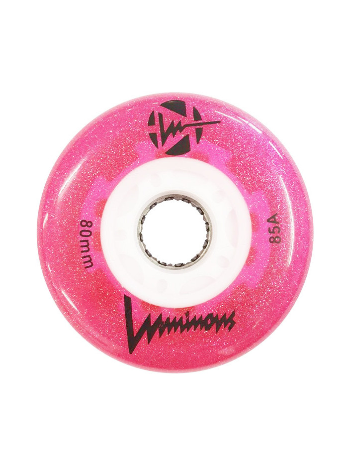 Skates Wheels - LUMINOUS - 80mm 84a - Glitter Pink - Set of 4