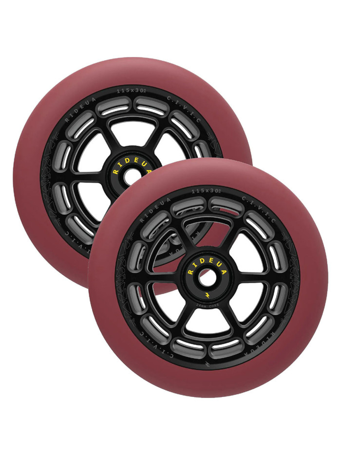 Scooter Wheel - URBANARTT Civic - 115mm x 30mm Black/Red 30mm - Pair