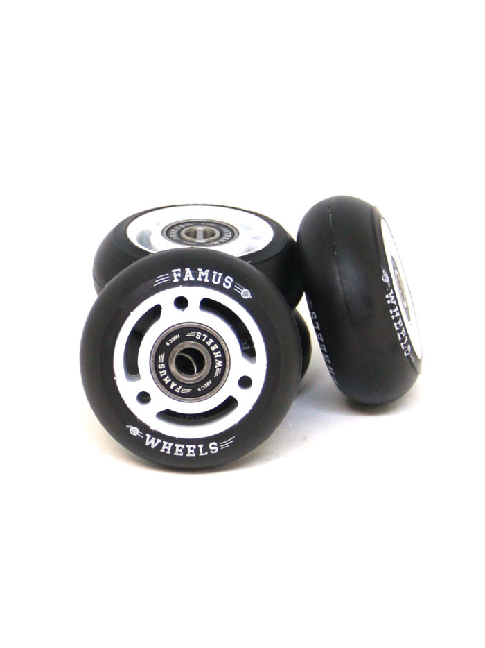 Skates Wheels - FAMUS 3 Spokes - 60mm 88a - White/Black - Set of 4