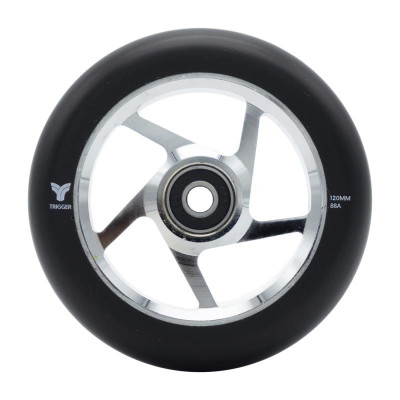 Roue Trottinette - TRIGGER 5 Spokes - 120mm x 30mm Chrome/Noir - Paire