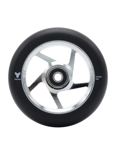 Roue Trottinette - TRIGGER 5 Spokes - 120mm x 30mm Chrome/Noir - Paire