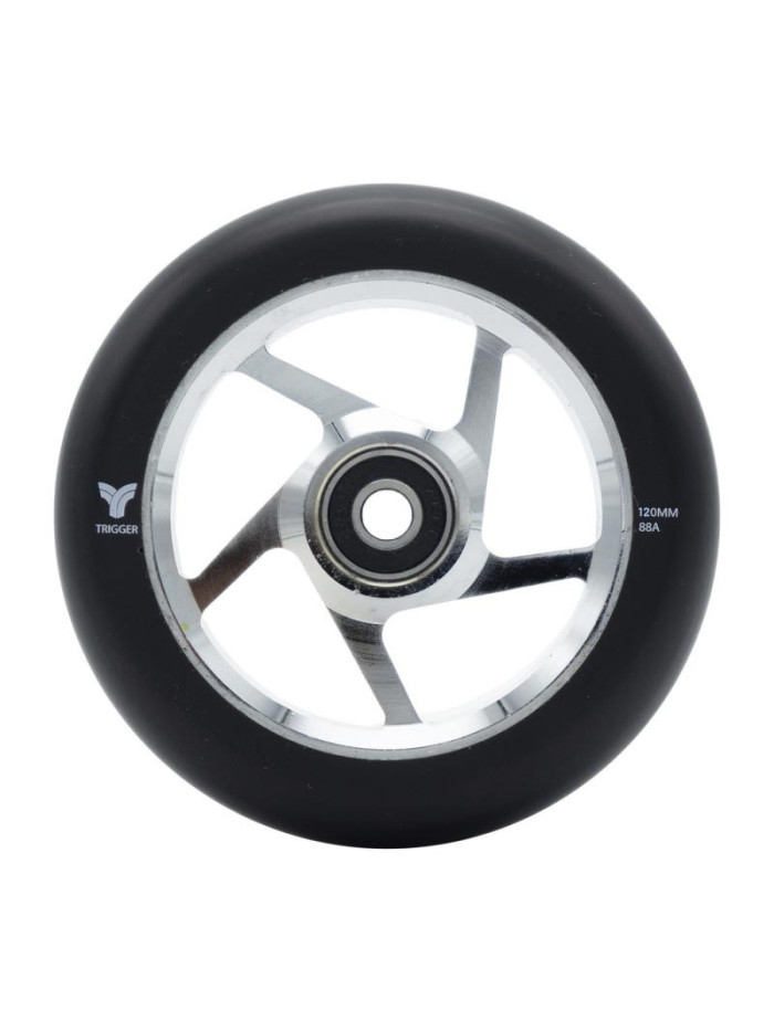 Roue Trottinette - TRIGGER 5 Spokes - 120mm x 30mm Chrome/Noir - Paire