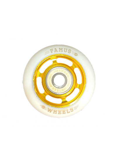 Roue Roller - FAMUS 6 Spokes - 60mm 92a - Or Blanc - Jeu de 4