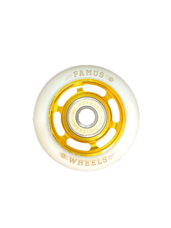 Skates Wheels - FAMUS 6 Spokes - 60mm 92A - Gold White - Set of 4