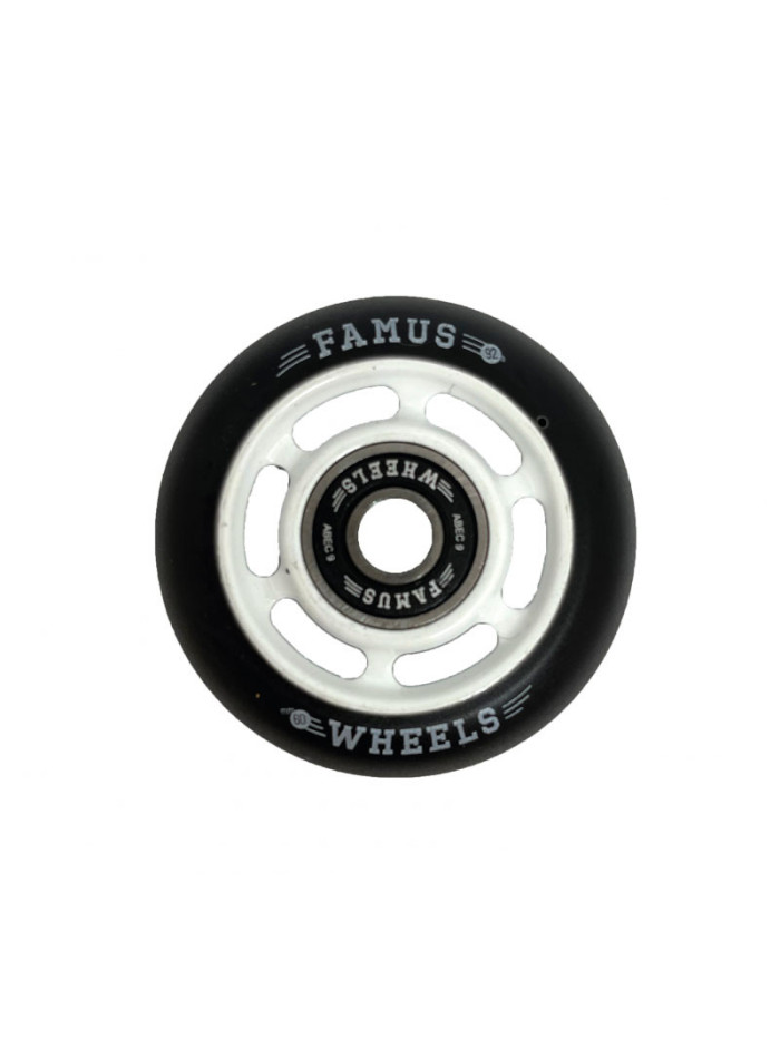 Roue Roller - FAMUS 6 Spokes - 60mm 92a - Blanc Noir - Jeu de 4