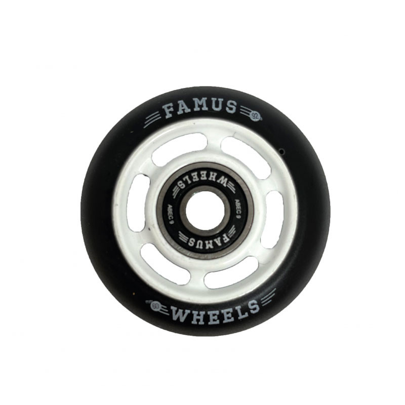 Skates Wheels - FAMUS 6 Spokes - 60mm 92a - White Black - Set of 4
