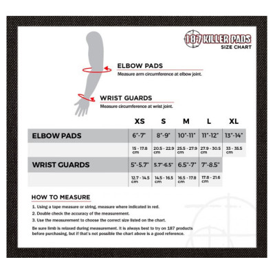 Elbow Pad - 187 KILLER PADS - sizing