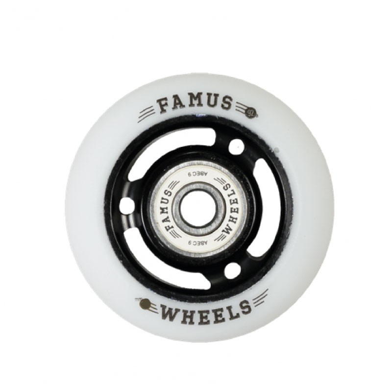 Roue Roller - FAMUS 3 Spokes - 64mm 92a - Noir Blanc - Jeu de 4