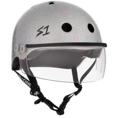 Casque Visière Roller - S ONE Lifer - Argent Brillant Pailleté