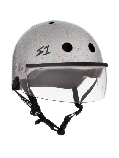 Roller Skates Visor Helmet - S ONE Lifer - Silver Gloss Glitter