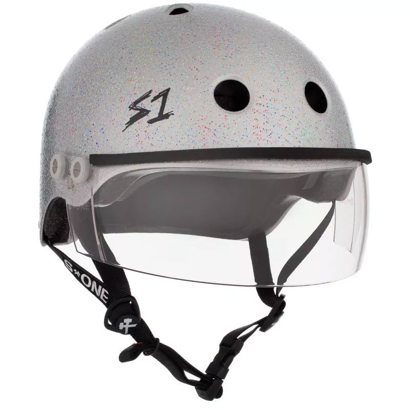 Casque Visière Roller - S ONE Lifer - Argent Brillant Pailleté