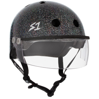 Roller Skates Visor Helmet - S ONE Lifer - Black Gloss Glitter
