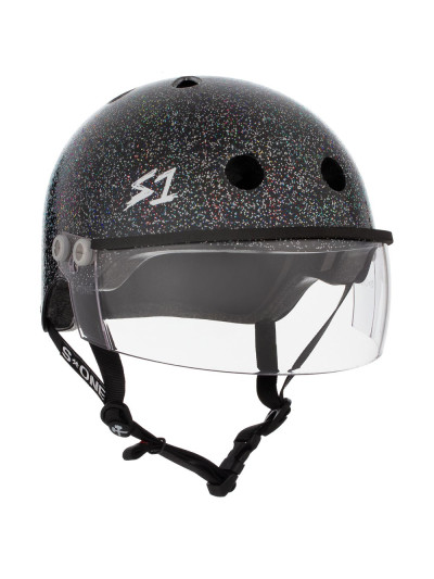 Roller Skates Visor Helmet - S ONE Lifer - Black Gloss Glitter