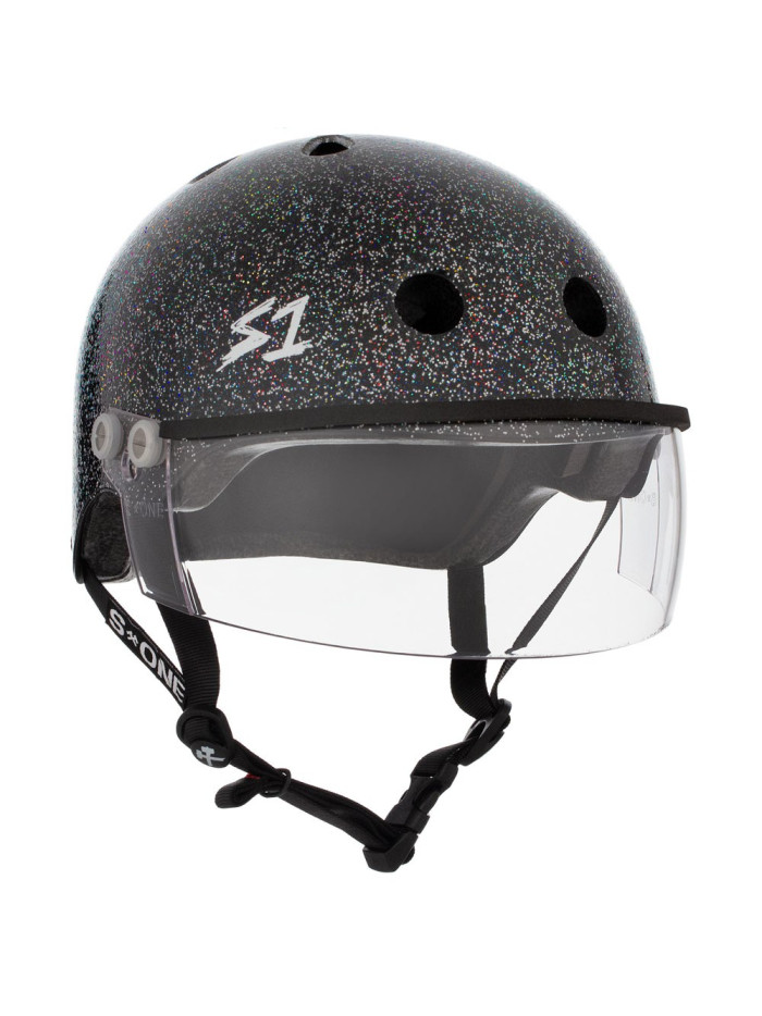 Roller Skates Visor Helmet - S ONE Lifer - Black Gloss Glitter
