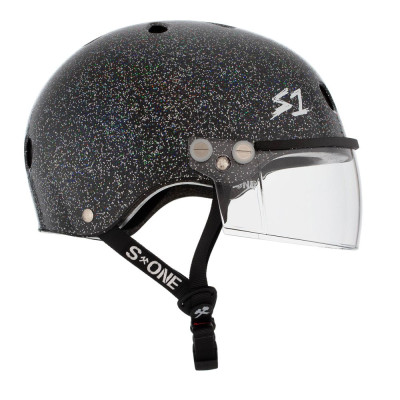 Roller Skates Visor Helmet - S ONE Lifer - Black Gloss Glitter