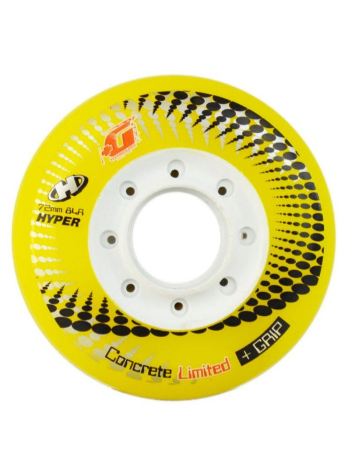 Roue Roller - HYPER Concrete + Grip - 72mm 84a - Jaune - Jeu de 4
