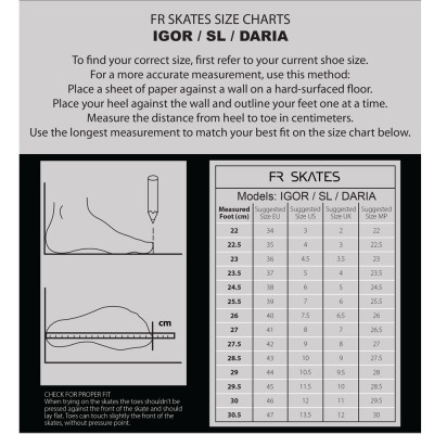 Freeskate Skates Boot - FR SKATES SL Seven - Grey Blue sizing chart