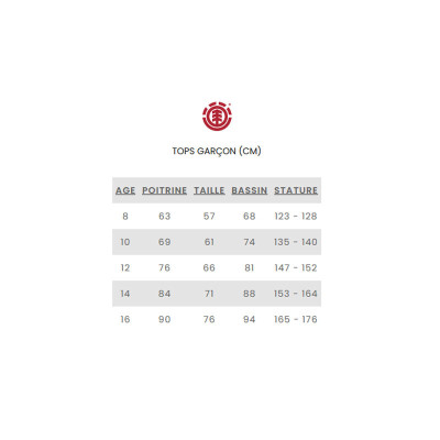 Jacket - ELEMENT Dulcey Bomber - Kangaroo sizing chart
