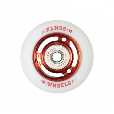 Roue Roller - FAMUS 3 Spoke - 64mm 92a - Red White - Jeu de 4