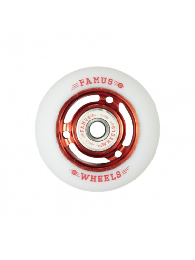 Skates Wheels - FAMUS 3 Spoke - 64mm 92a - Red White - Set of 4