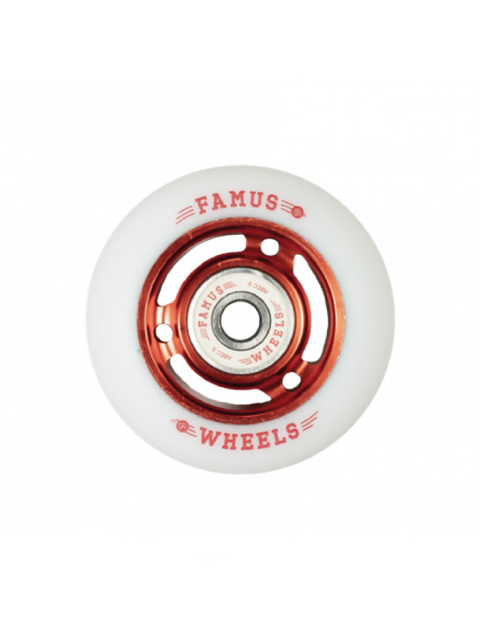 Roue Roller - FAMUS 3 Spoke - 64mm 92a - Red White - Jeu de 4