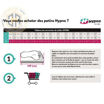Patin Roller Derby - HYPNO Sting - Package tableau pointure