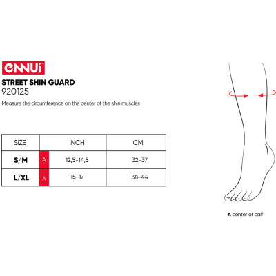 ENNUI ST Shin Guard sizing