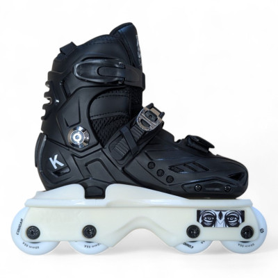 Kids Aggressive Skates - KALTIK K - Black White - Adjustable