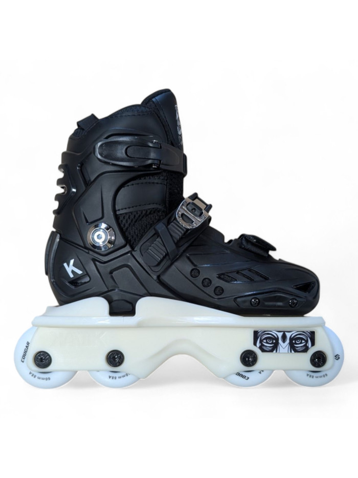 Roller Agressif Enfant - KALTIK K - Noir Blanc - Réglable