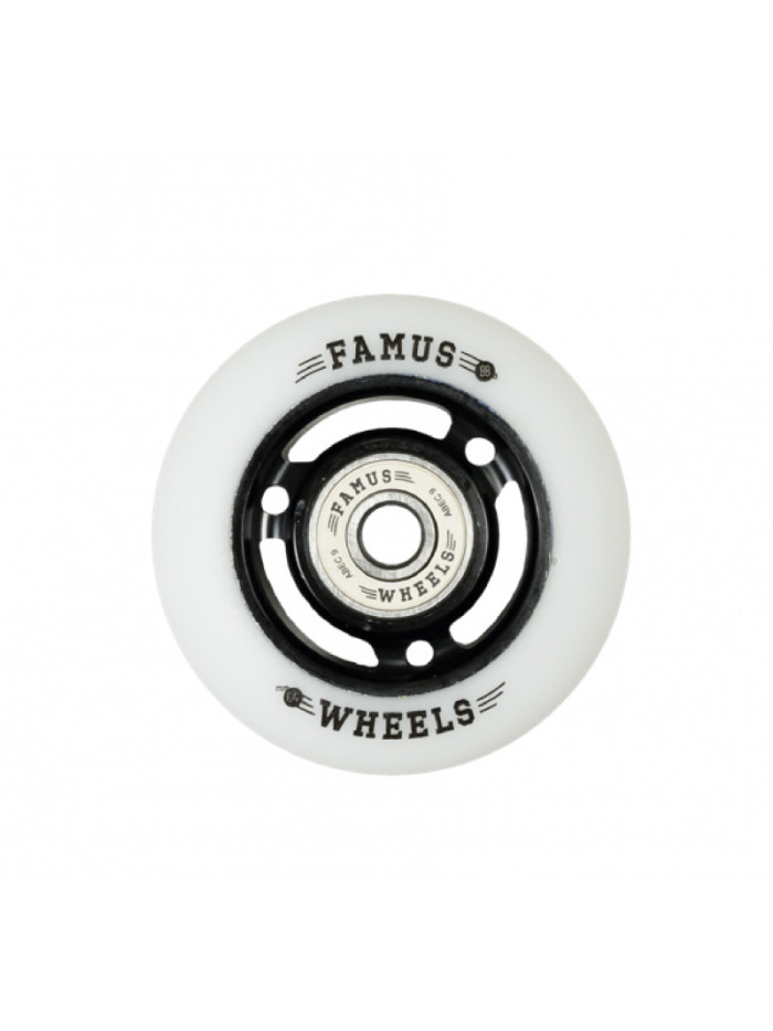 Skates Wheels - FAMUS 3 Spokes - 64mm 88a - Black White - Set of 4