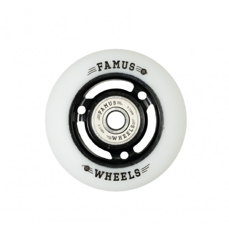 Roue Roller - FAMUS 3 Spoke - 64mm 88a - Noir Blanc - Jeu de 4