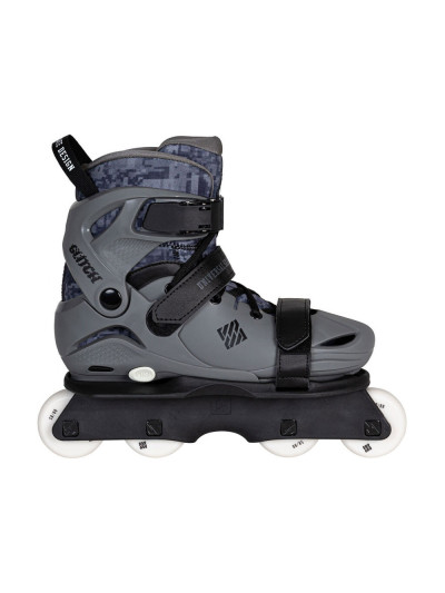 Roller Agressif Enfant - USD Glitch - Gris Noir - Réglable