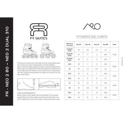 Roller Freeskate - FR SKATES Neo 2 - 80 Blanc guide pointure