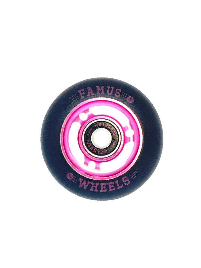 Roue Roller - FAMUS 3 Spoke - 72mm 90a - Rose Noir - Jeu de 4