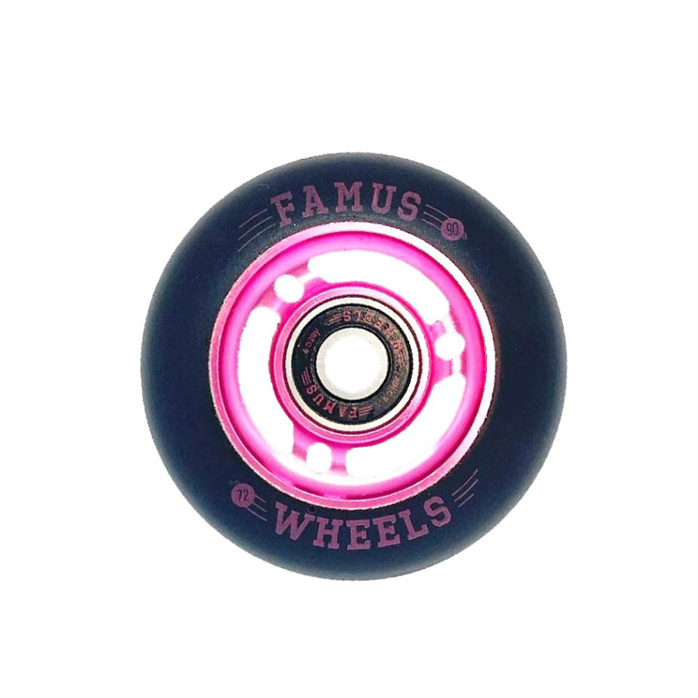 Roue Roller - FAMUS 3 Spoke - 72mm 90a - Rose Noir - Jeu de 4