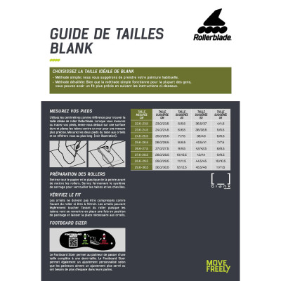 Roller Agressif - ROLLERBLADE Blank - Canvas tableau de tailles.