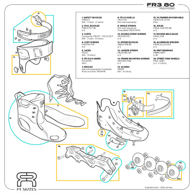 Freeskate Skates - FR SKATES FR3 - 80 White parts