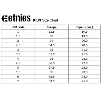 Chaussure Skate Enfant - ETNIES locut - Noir Blanc Gomme tableau pointure
