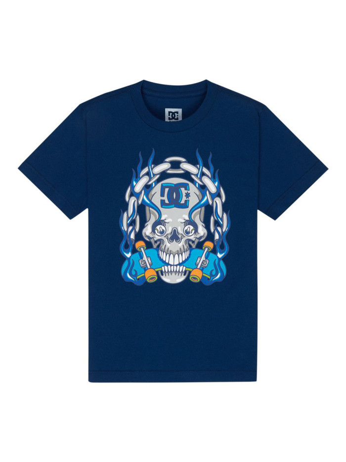 Kids T-shirt - DC SHOES Burning Skull - Blue