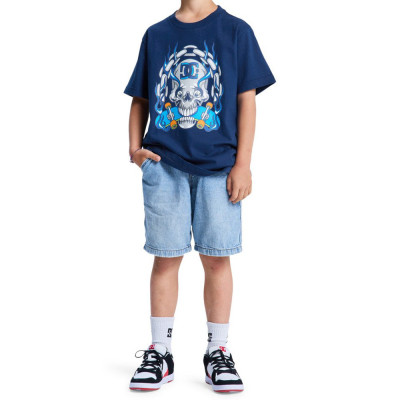 Kids T-shirt - DC SHOES Burning Skull - Blue