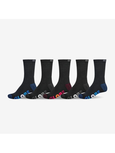 Kids Socks - GLOBE Multi Stripe Crew - Black - Pack of 5