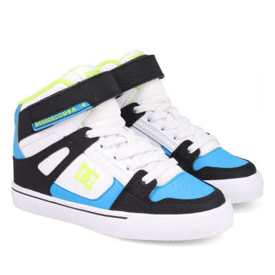Chaussure Skate Enfant - DC SHOES Pure Hi Top EV -  White Blue Black