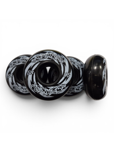 Roue Roller - MESMER Spiral - 58mm 95a - Noir - Jeu de 4