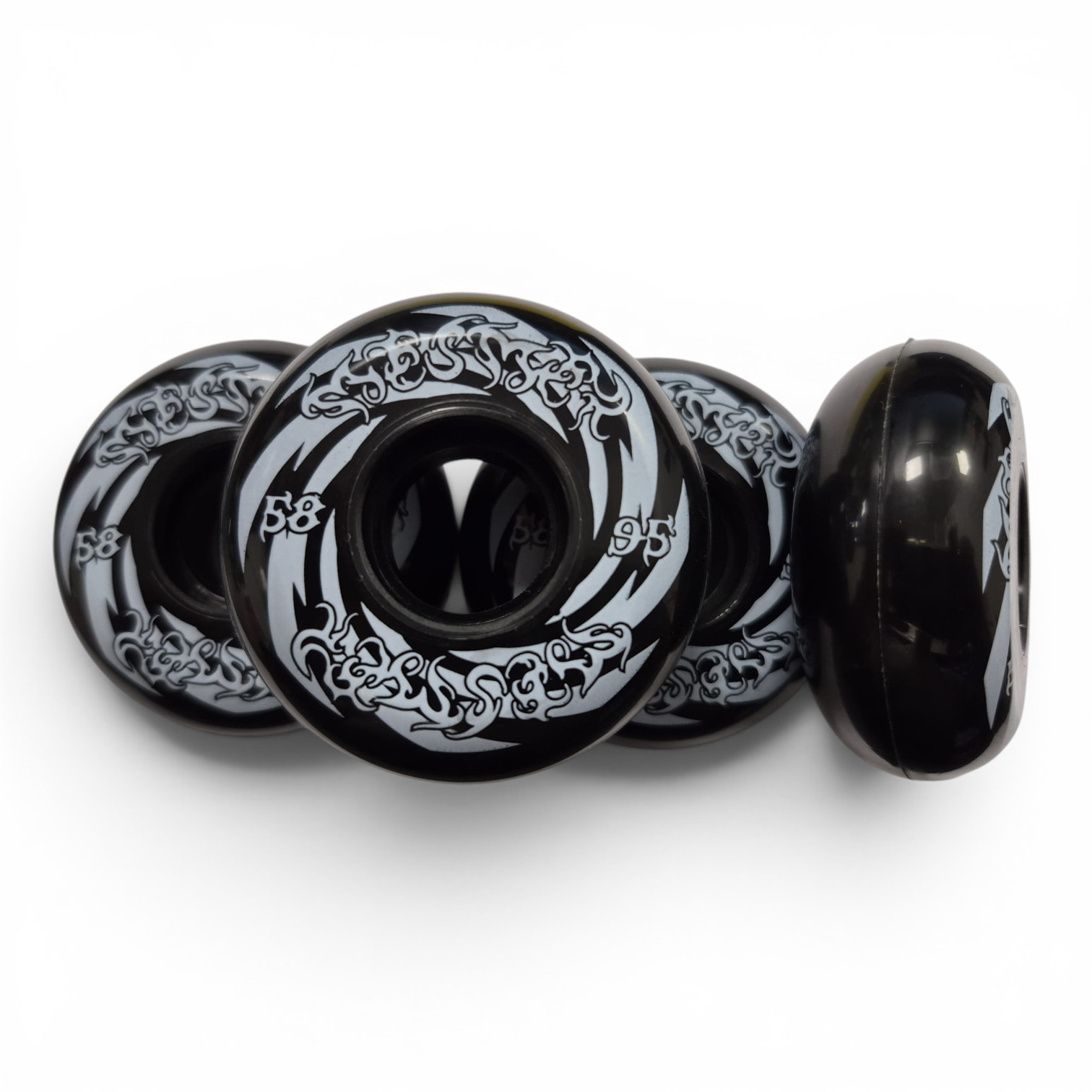 Skates Wheels - MESMER Spiral - 58mm 95a - Black - Set of 4