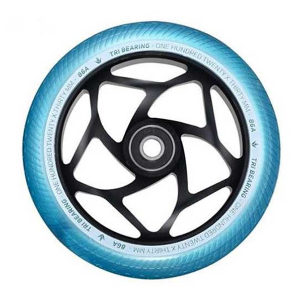 Scooter Wheel - BLUNT Tri Bearing - 120mm Black Teal - Unit